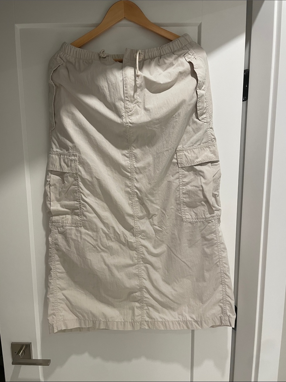 TNA Beige Cargo Midi Skirt with Utility Pockets